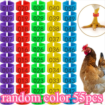 Farm Tag Rings, Chicken Leg Bands with Number Identification Hens Roosters, Poultry Foot Tags Breeding Chickens, Ducks, Geese