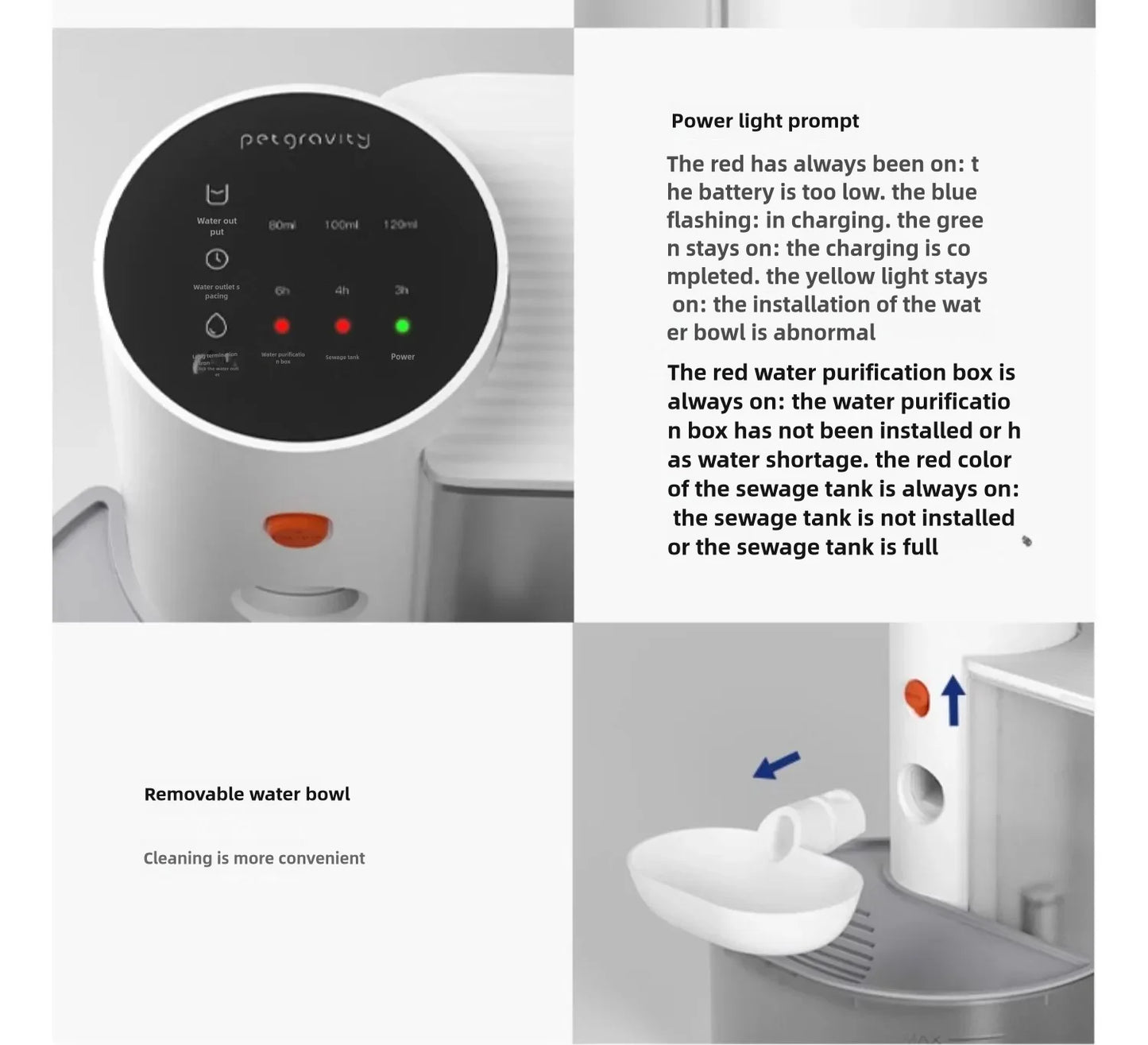 Pet water dispenser, dog and cat water dispenser, dumping cat water dispenser, running water charging automatic water feeder
