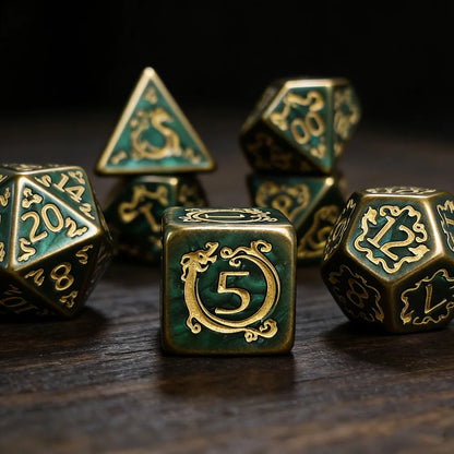 DND Dice 7Pcs/set Dragon Pattern Polyhedral Dices Role Playing D&D TRPG Board Game Dice As Gift Entertainment Accessories