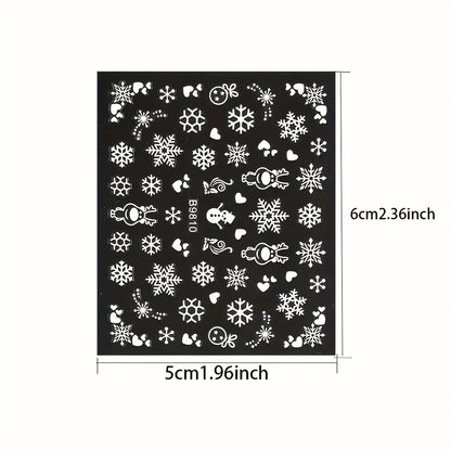 30pcs Sheets Christmas 3D Nail Art Stickers Decals Nail Art Supplies for Women And s - Self-Adhesive Cartoon Snowflake Snowman