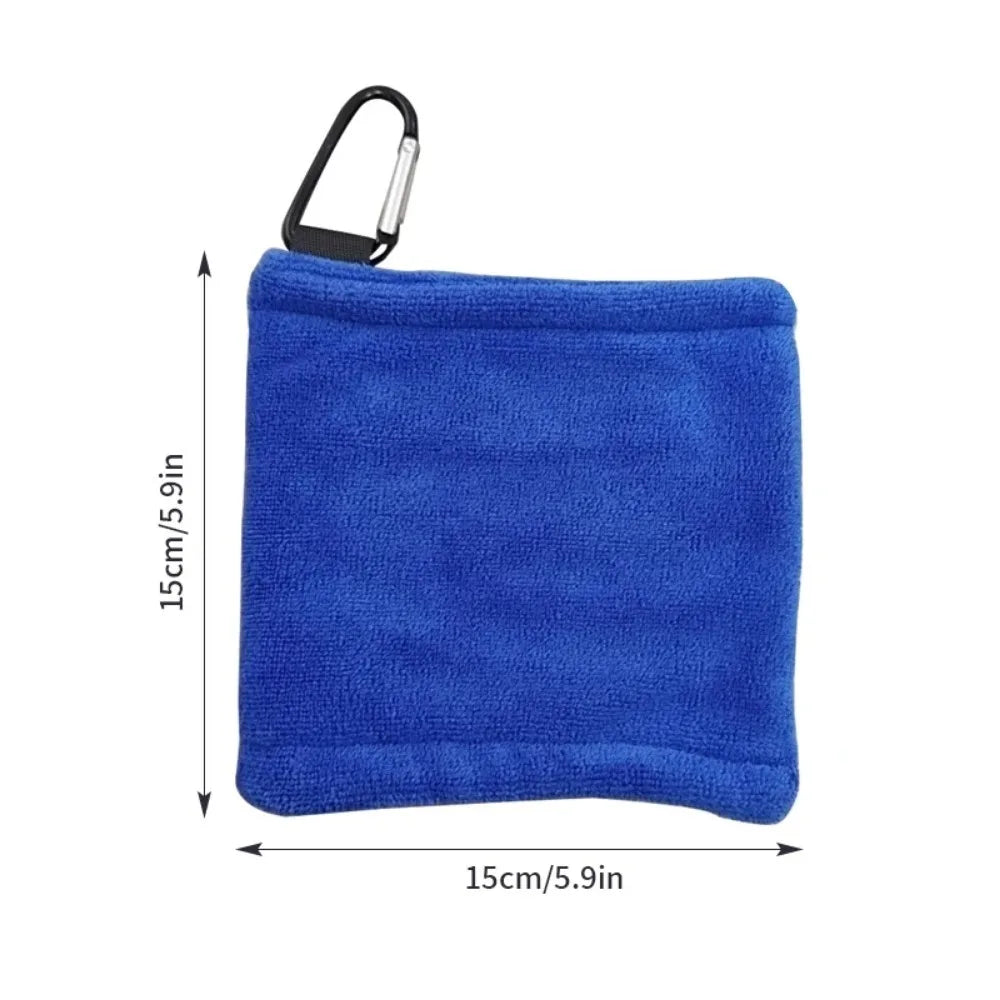 14*14cm Golf Towel High Water Absorption with Carabiner Hook Sweat-Absorbent Wiping Cloth for Cleaning Club