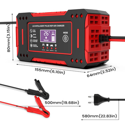 Charger Car and Motorcycle Battery Charging Unit Lead-Acid Battery Repair LCD Display 6A 12V Intelligent Car Battery