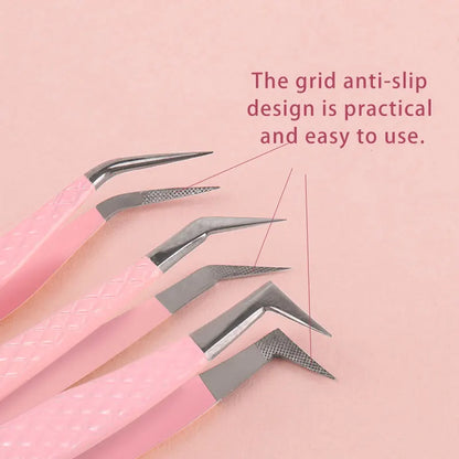 1pcs Fiber Tip Eyelash Extension Tweezers Stainless Steel Eyebrow Clip Lash Lifting High Precise Eyelashes Tweezer Makeup Tool