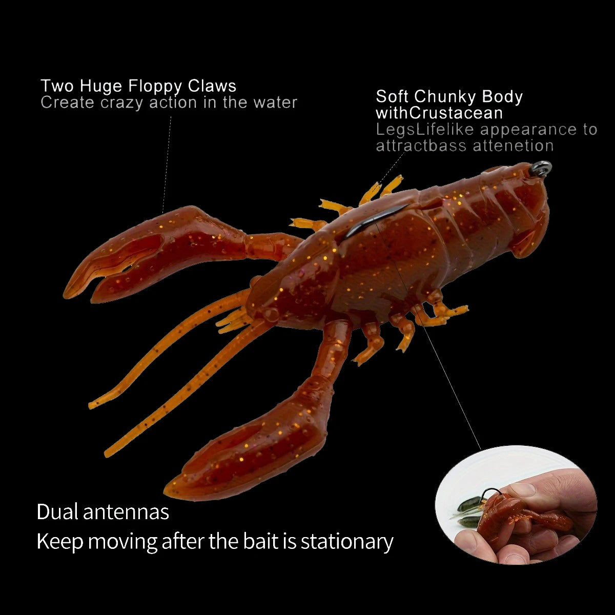 ANFS 1piece Craw Soft Lure Cool Fishing Lures Artificial Baits Fishing Accessory