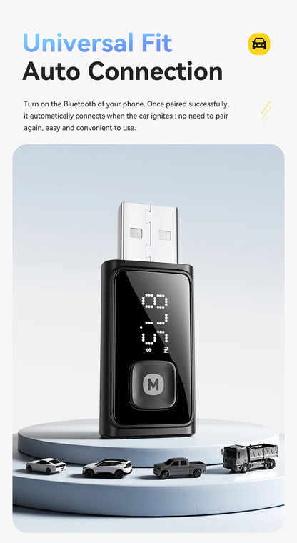 ESSAGER Bluetooth 5.4 Car Adapter Wireless FM Transmitter Audio Receiver&Handsfree Call Auto Stereo Mic Car Adapter Accessories