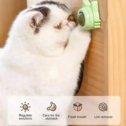 Lickable Catnip Balls Toy, Teeth Cleaning Chew Toy with Natural Catnip for Kittens & Cats, Sticks to Wall & Window