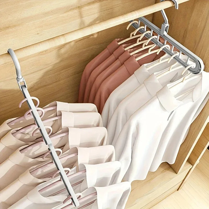 Plastic Multifunctional Hangers Heavy Duty Space Saving 9 Holes Clothes Organizer for Bedroom Cabinet Wardrobe Home Storage Use
