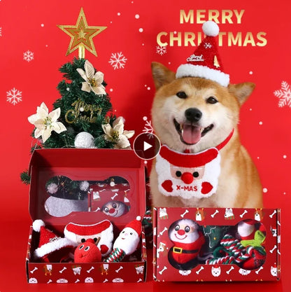 Pet Dog Plush Noise Chewing Toy Santa Elk Gingerbread Man Donut Cat Dog Christmas Series Cartoon Dog Toy Plush Squeak Pet Toy
