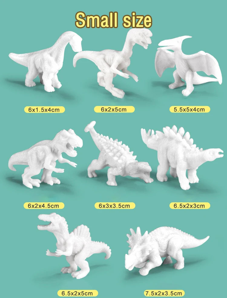 6/8PCS Unpainted DIY Dinosaur Painting Kit, Blank Model Toys for Kids 3+ Years Creative Graffiti Montessori Educational Art Gift