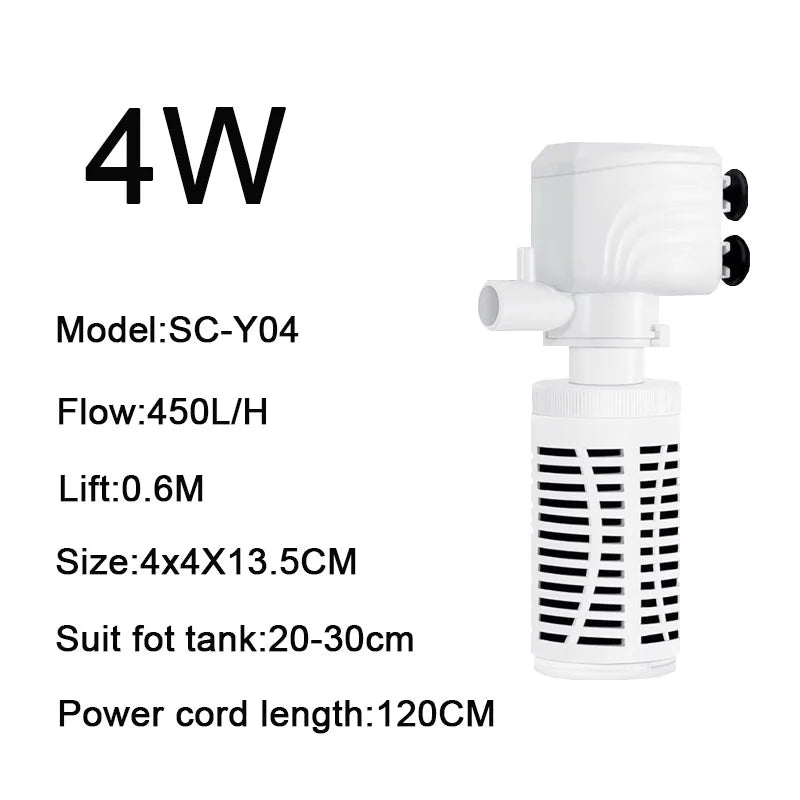 3 in 1 Aquarium Filter Pump Silent Fish Tank Submersible Air Oxygen Aerator Aquarium Air Pump Water Changer Pump Wave Maker 220v