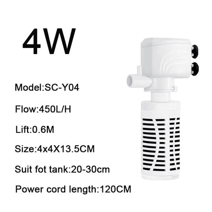 3 in 1 Aquarium Filter Pump Silent Fish Tank Submersible Air Oxygen Aerator Aquarium Air Pump Water Changer Pump Wave Maker 220v