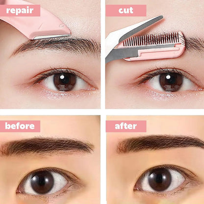 Eyebrow Trimming Knife Eyebrow Face Razor For Women Professional Eyebrow Scissors With Comb Brow Trimmer Scraper Accessories