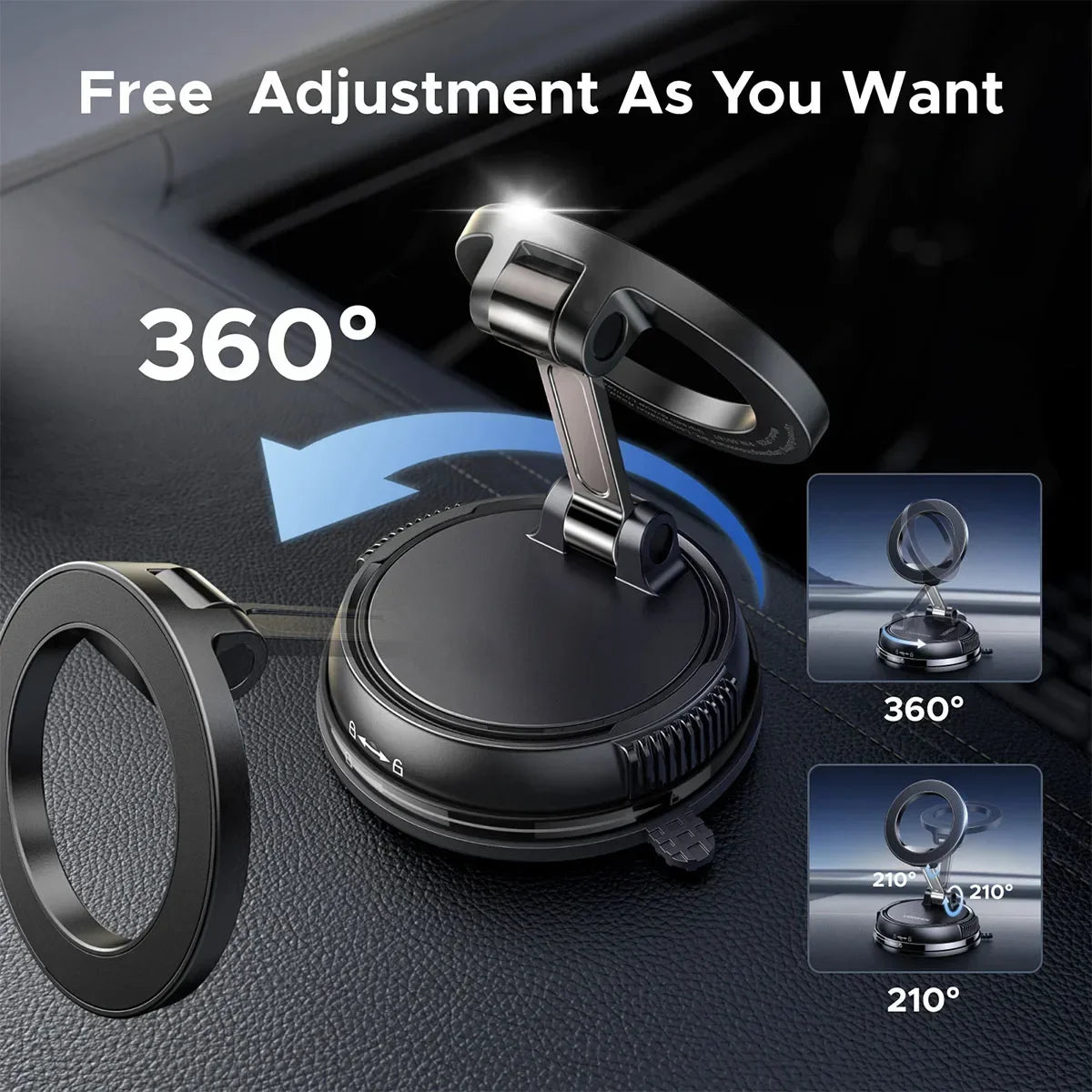 2026 Upgraded 360° Vacuum Magnetic Car Phone Holder for Magsafe 96LBS Strongest Suction 2800gf Car Mount Universal Dashboard Win