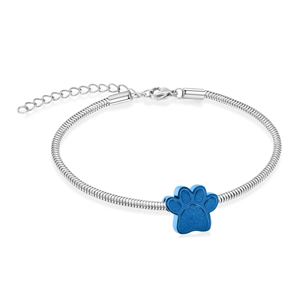 Cremation Jewelry Stainless Steel Adjustable Bangle Memorial Paw Print  Bracelets Ash Holder for Pet Keepsake Jewelry