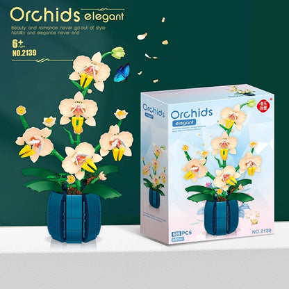 KNEW BUILT Flower Bouquet 3D Model Toy Mini Build Blocks for Girl Plant Potted Assemble Brick Decoration Holiday Girlfriend Gift