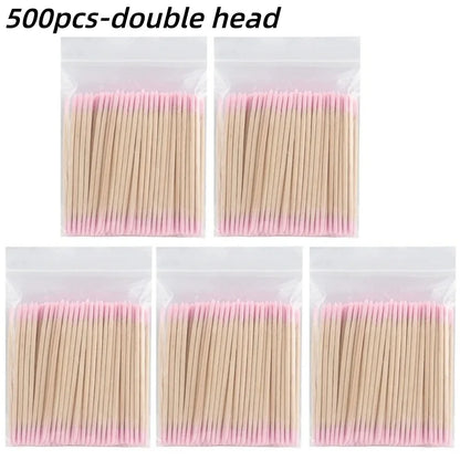100/300/500 Nails Wooden Tip Cotton Stick Buds Disposable Ultra-Detail Corrector Nail Polish Remover Clean Sticks Manicure Tools