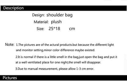 Fashion Soft Plush Half Moon Bags for Women Designer Fluffy Faux Fur Lady Handbags Luxury Small Tote Female Winter Purses