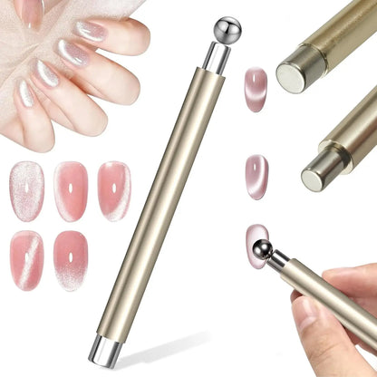 LINMANDA 3 In 1 Dual Headed Cat Eye Nail Art Magnetic Stick Multifunctional Nail Art Magnet Design Tool Suitable for Home DIY