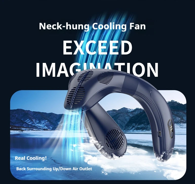 New Neck Air Conditioner Portable Neck Fan Rechargeable Semiconductor Cooling Bladeless Fan Outdoor Personal Fan Wearable Cooler