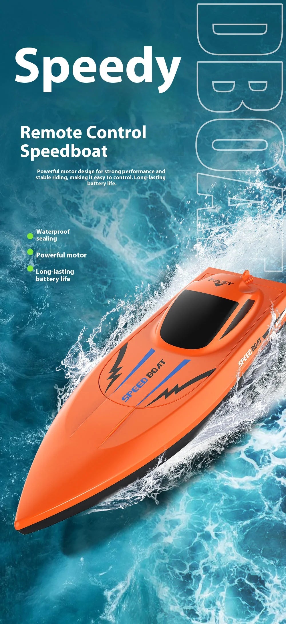 High Speed RC Boat Remote Control - Waterproof Kids Pool Racing Toy for Outdoor Lakes & Ponds Ideal Birthday Gifts For Kids Boys