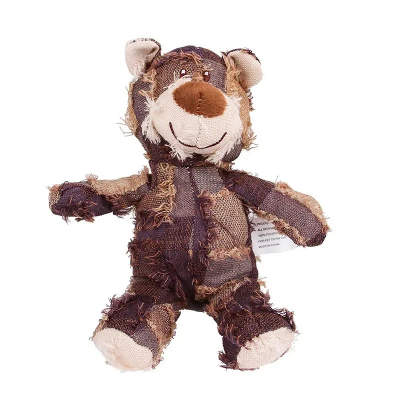 Dog Companion for Chewers Indestructible Bear Toy Resistant Squeaky Dog Toys Heavy Chewers Stuffed Plush Dog Toys for Aggressive