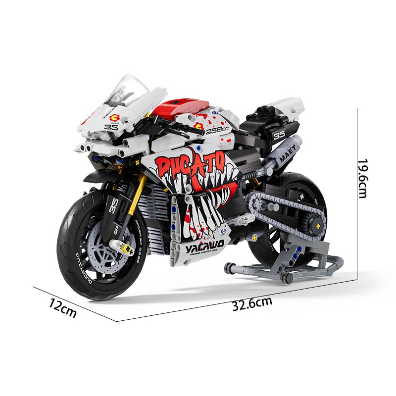Technical V4 Motorcycle Building Blocks Set Famous Super Motorbike Model Kit Racing Bricks Teens Assembled Toys Gifts For Boys