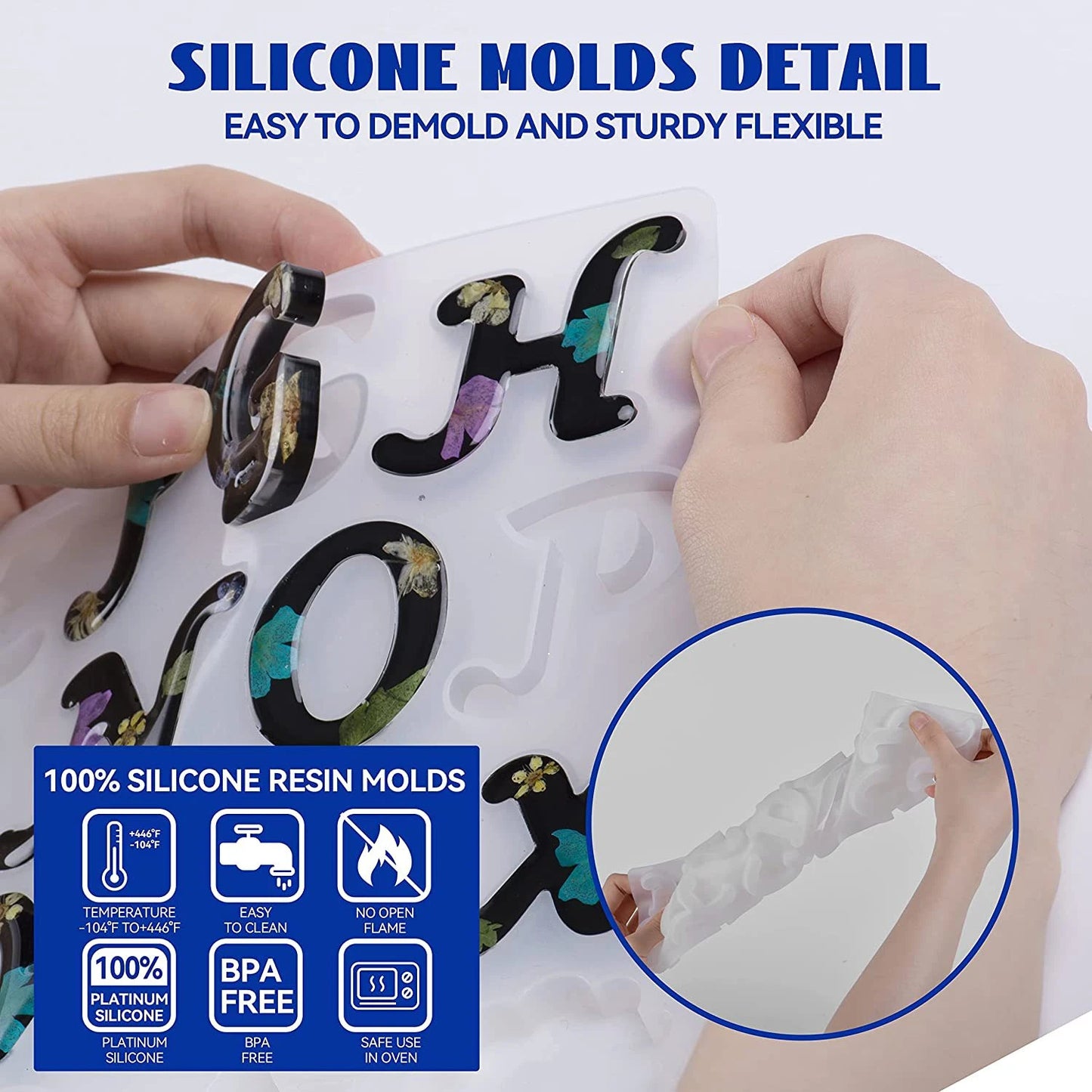 Alphabet Silicone Mold for Epoxy Resin Kit Mixed Style Letters Resin Casting Mold Set DIY Keychain Pendant Jewelry Making Tools