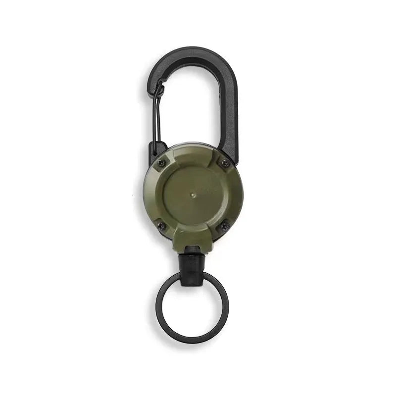 Retractable Heavy Duty Pull Reel Carabiner Strong Steel Wire Rope Buckle Spring Key Ring Outdoor Sporty attachment Keychain Tool