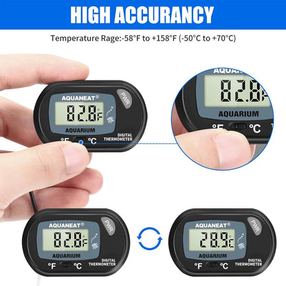 Digital Aquarium Thermometer With Suction Cup Accessories for 200 Liter Fish Tanks Pool Glass Heat Meter the 10-liter Terrarium