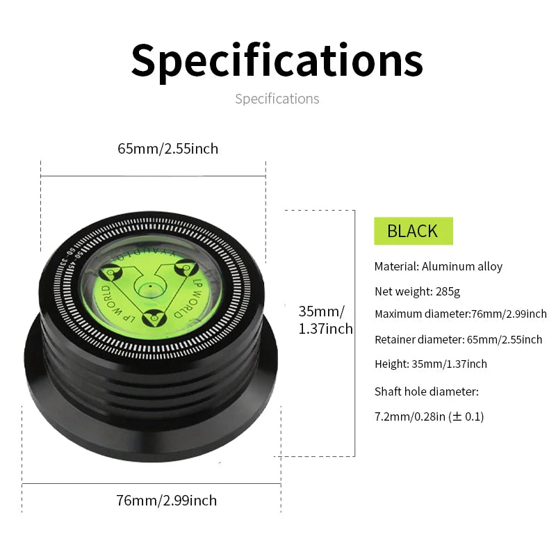 YYAUDIO Universal 50Hz LP Vinyl Record Player Disc Turntable Stabilizer with Level Aluminum Alloy Weight Clamp Music Player