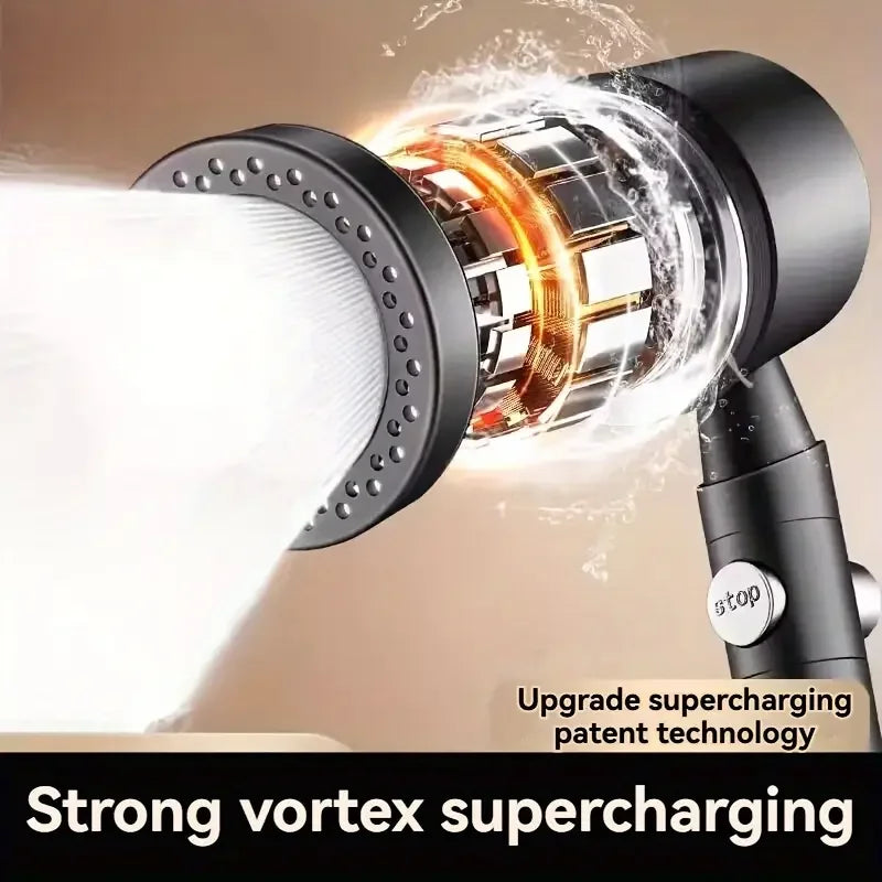 New High Pressure Water Saving Filter Shower Head 5 Modes Handheld Shower Head One Button Stop Bathroom Accessories Set