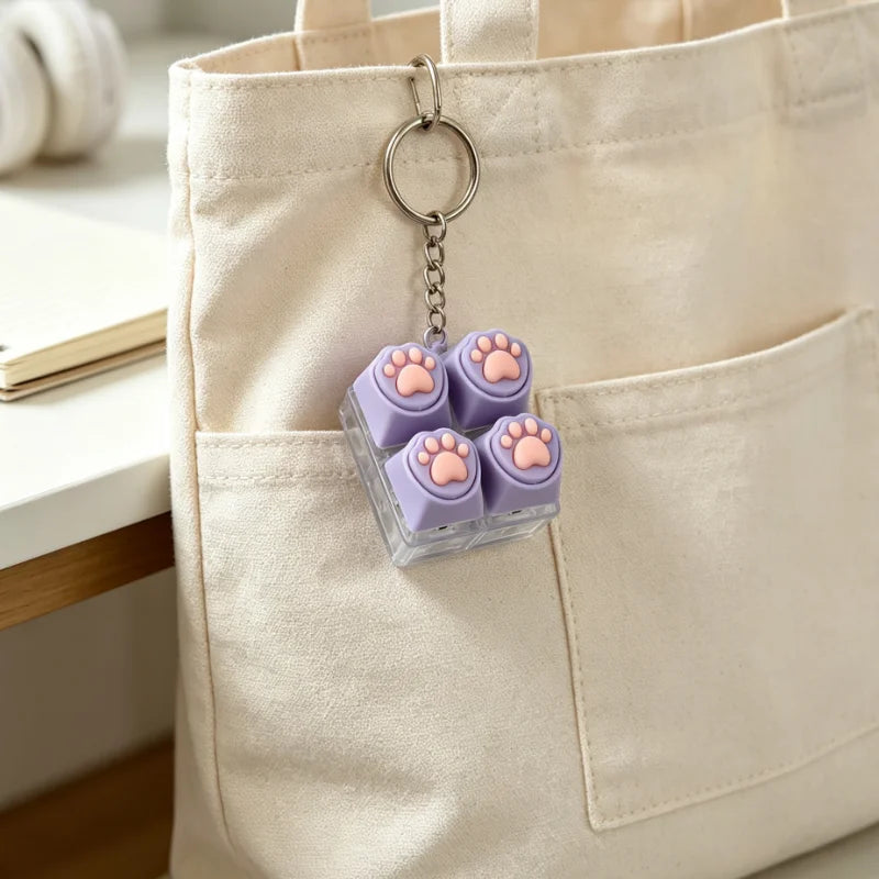 Cute Cat Paw Silicone Fidget Keychain Stress Relief Toy Portable Decor Gift For Mechanical Keyboard Lovers