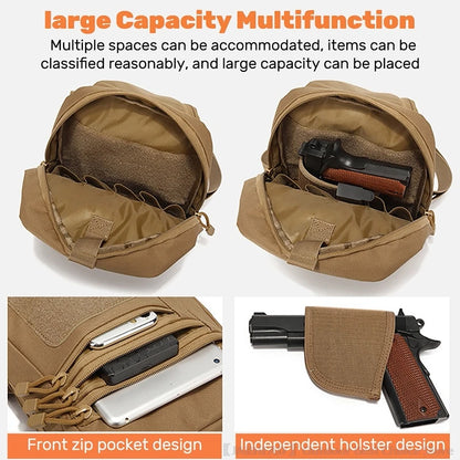 New Tactical Pistol Gun Case Shoulder Bag Outdoor Hiking Hunting Camping chest bag with Gun Holster