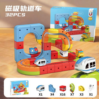 Sell Well Anti-Gravity Magnetic Attraction Track Train Changeable Magnetic Magic Rail Car Electric Train Toy