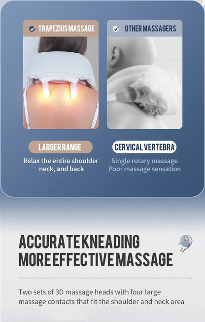 Shiatsu Neck And Shoulder Massager with LED Red Light Kneading Spine Back Muscle Relaxer for Home Use  Shoulder Massage Shawl