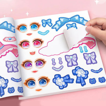 1set Toy Puzzle Stickers Reusable for Girls Cartoon Princess Make a Face Stickers Handicrafts Creative Kids Stickers