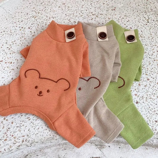 Pet Teddy Bear Four Legged Clothes Spring Jumpsuit Teddy Small Dog Schnauzer Cat Base Shirt Puppy Clothes Dog Pajamas