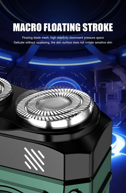 Men's Magnetic Double Blade Electric Shaver for Men Mecha Punk Style Rechargeable Shaver Powerful Beard Trimmer Razor Knife
