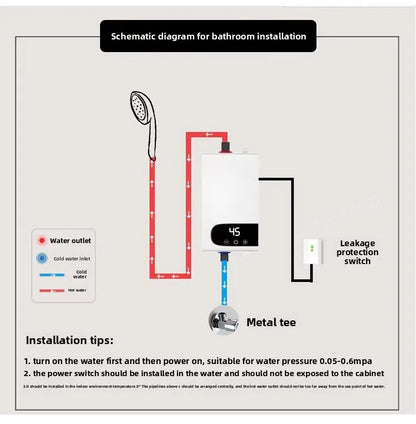 5500W Newest Water Heater Instant Water Heater Tankless Instantaneous Faucet Tap Kitchen Hot Water Crane LED Digital
