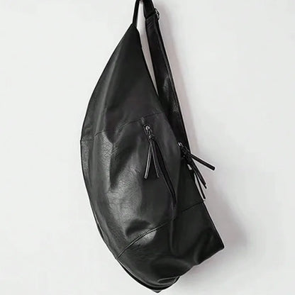 Stylish Dumpling Shaped PU Crossbody Bag for Men, Suitable for Casual Outings and Large Capacity Needs