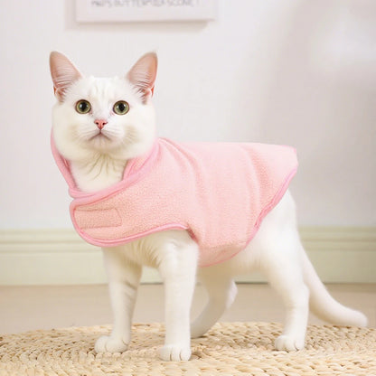 Cute Pet Jacket Coat Adjustable Soft High Neck Kitten Apparel Reversible Warm Fleece Autumn Winter Costume For Small Cats Sphynx