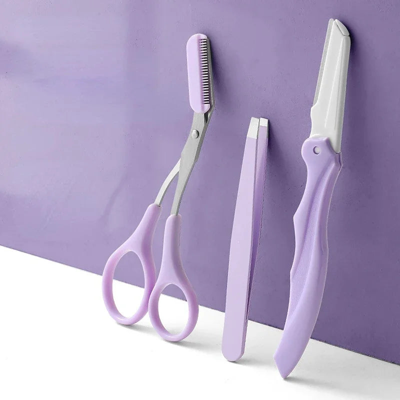 1/2/3/4Pcs Stainless Steel Eyebrow Trimmer Folding Eyebrow Trimming Suit Eyebrow Clipper Comb Tweezers Makeup Tools