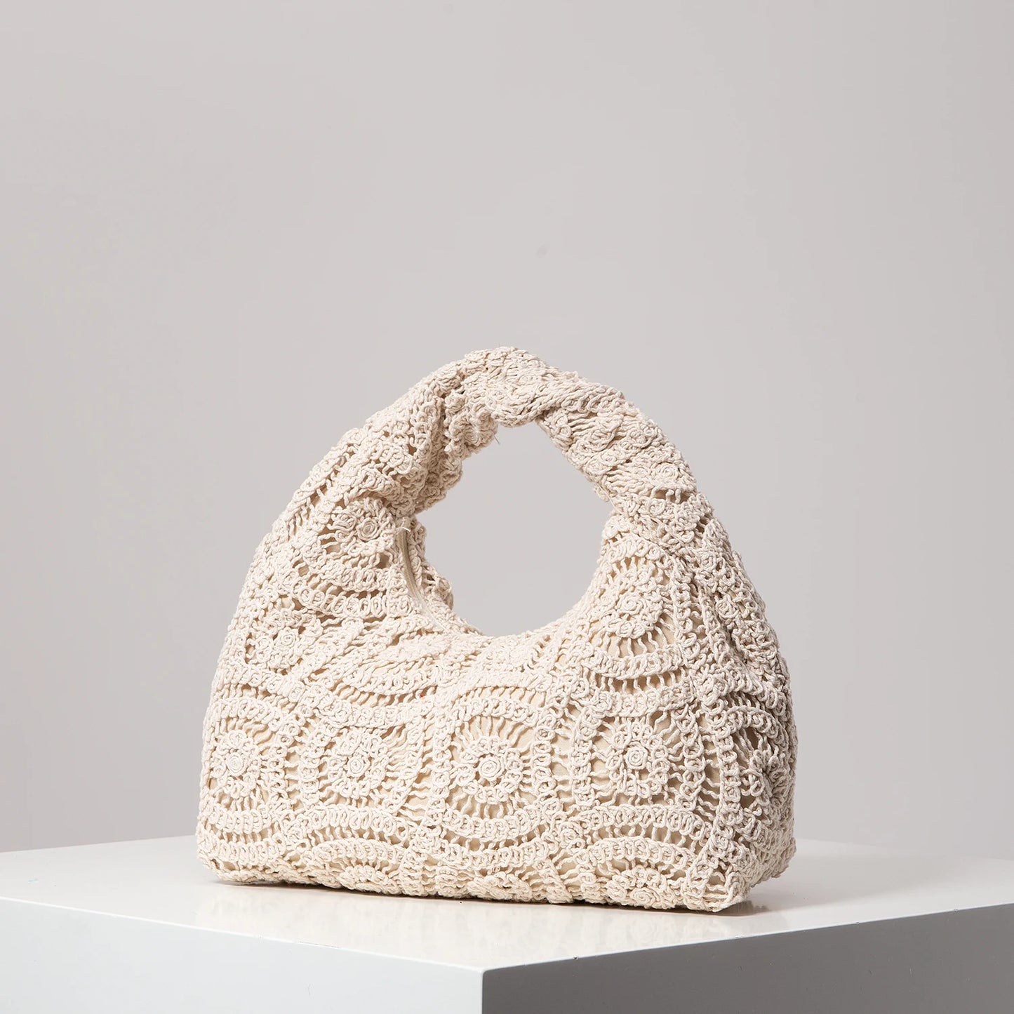 Pattern Hollow Woven Handbag，Bohemia Beach Bags for Women，Crochet Set，Beach Accessories Women，Travel Must Haves（Random Pattern）