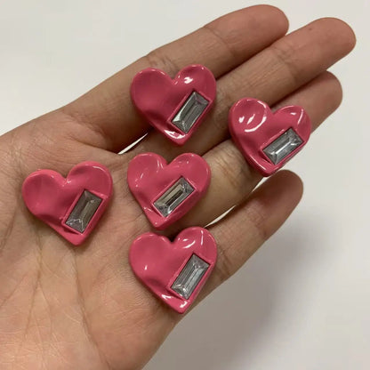 10Pcs Kawaii Hot Sweet Red Pink Large Glossy Lip Soild Color Lipstick Star Love Heart Resin Art Charms Decor Diy Junk Phone Case
