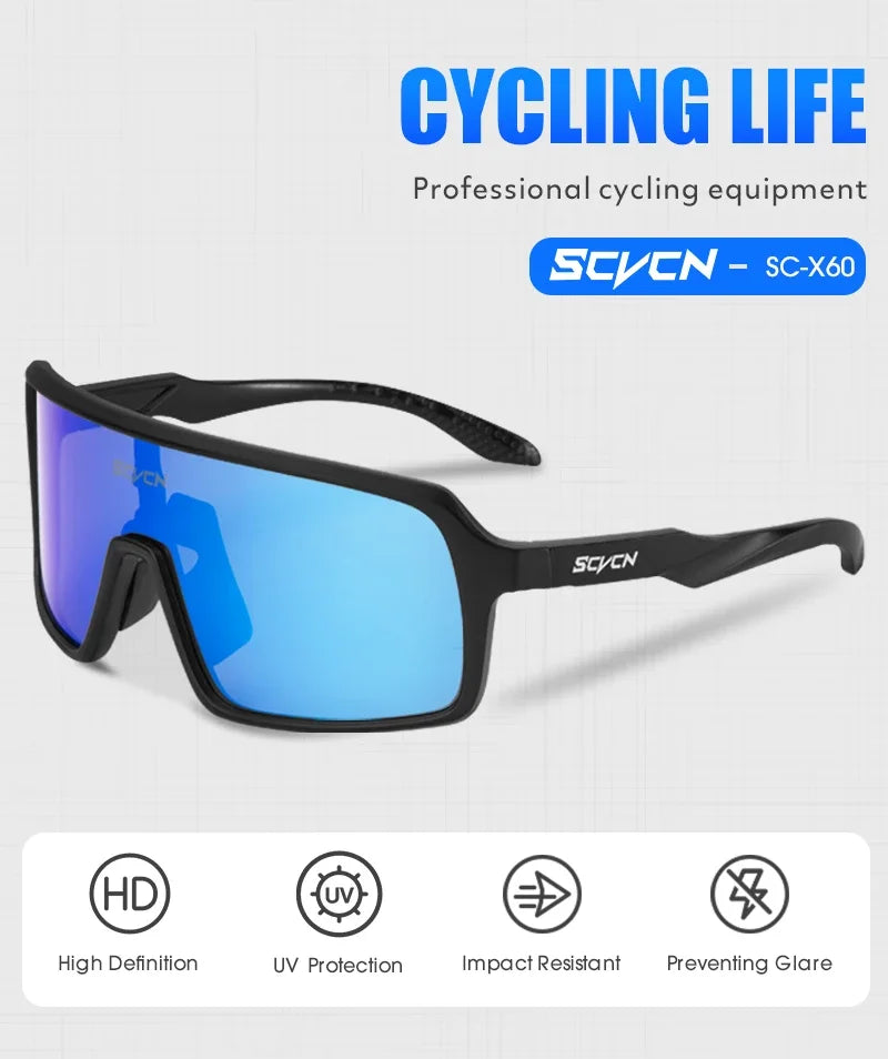 SCVCN Polarized Cycling Sunglasses Men Mtb Sports UV400 Photochormic Glasses Goggles Bicycle Bike Glasses Women Cycling Eyewear