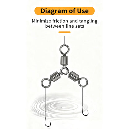 20Pcs 3 Way Fishing Connector Brass Alloy Bearing Rotating Fishing Hook Connecting Ring 2#-12# O-Type 3 Way Bait Fishing Tool