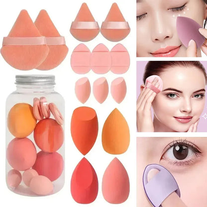 12/14Pcs Makeup Sponge Set Cosmetic Blender Beauty Egg Foundation Sponge Powder Puffs Mini Finger Puff Women Make Up Accessories