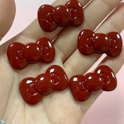 10Pcs Kawaii Hot Sweet Red Pink Large Glossy Lip Soild Color Lipstick Star Love Heart Resin Art Charms Decor Diy Junk Phone Case