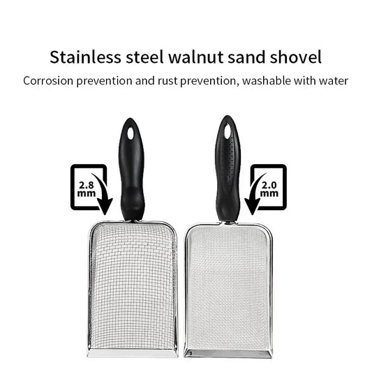 Cat Litter Shovel Stainless Steel Reptile Sand Substrate Shovel Clean Up Feces Fine Mesh Sifter For Bedding Cat Litter Scoop