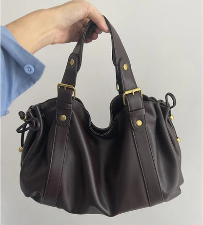 Women's Crossbody Simple Handbag Commuter Shoulder Boston Bag Stylish Versatile Work Bag Soft Polyester Interior